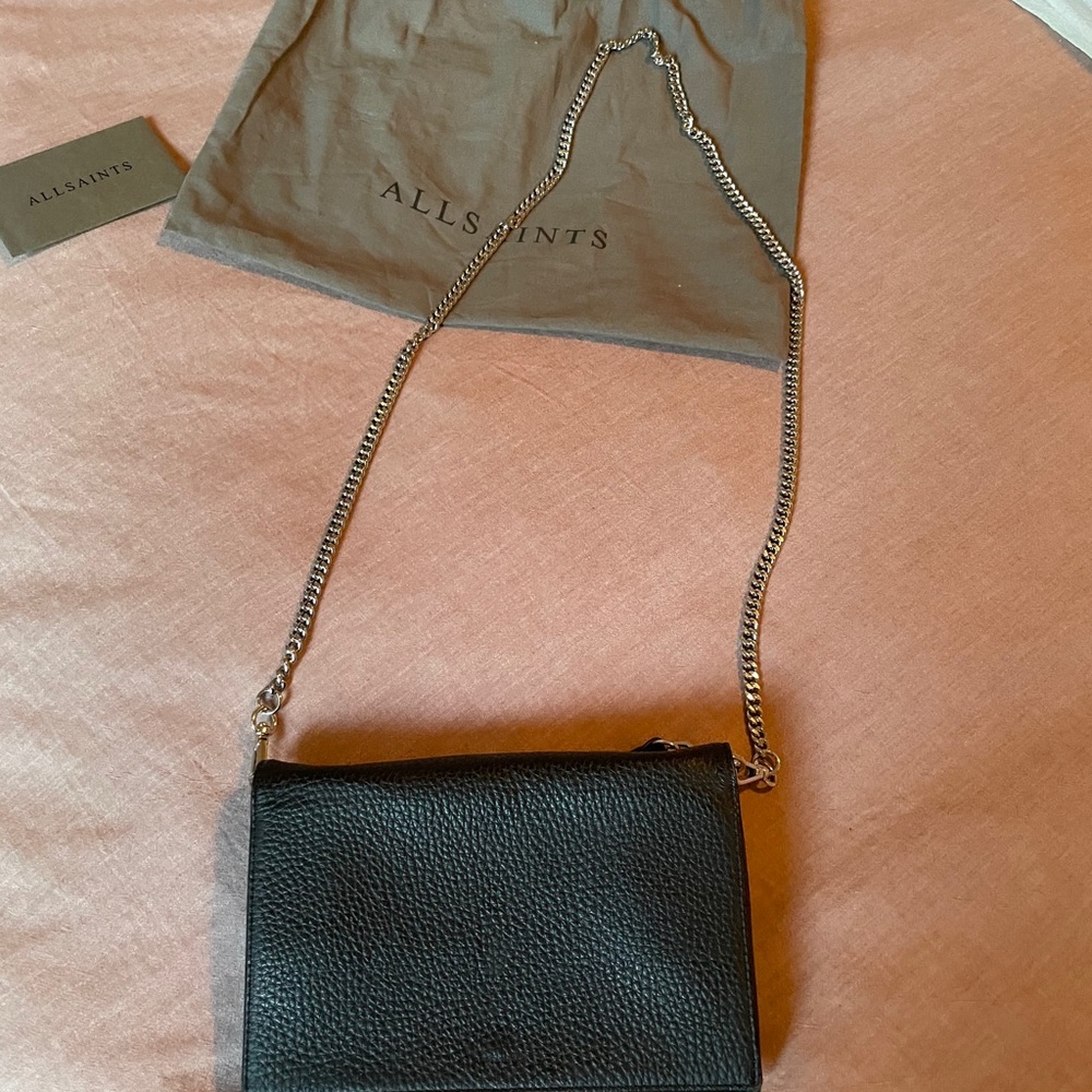 All Saints Fetch Leather Chain Crossbody Bag